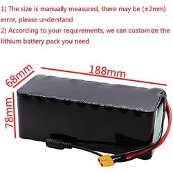 Wnicek 36V E-Bike Lithium-ion Battery 14000mAh Waterproof PVC Rechargeable Lithium Battery for Motors Within 750W for Scooters Electric Karts Airplane Models with Charger