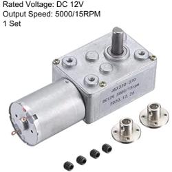 uxcell Worm Geared Motor W Rigid Flange Shaft Coupling,DC 12V 15RPM Motor,H12xD10 6mm ID Shaft Coupling 2Pcs