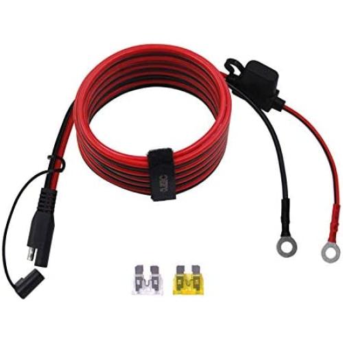 CUZEC 6FT/1.83m 14AWG Ring Terminal To SAE Harness Quick Connect/Disconnect Assembly, 20A Fuse