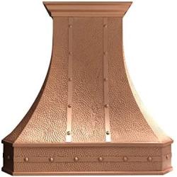 SINDA Classic 16 Gauge Solid Copper Kitchen Range Hood with High Airflow Centrifugal Blower, Stainless Steal Vent with Liner and Internal Motor, Baffle Filter, H3STRBNI3027