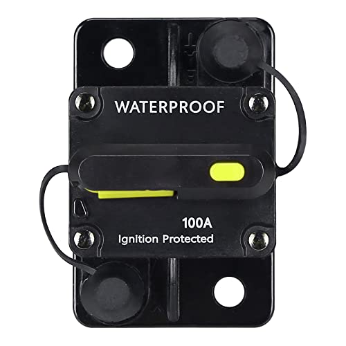 100 Amp Circuit Breaker,with Manual Reset,12V-48V DC, for Car Marine Trolling Motors Boat ATV Manual Power Protect and Automotive Marine Boat Audio System Protection 100 Amp Circuit Breaker,with Manual Reset,12V-48V DC, for Car Marine Trolling Motors Boat ATV Manual Power Protect and Automotive Marine Boat Audio System Protection