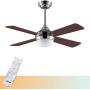 Ovlaim 48 Inch DC Motor Celing Fan Indoor with LED Light and Remote, 4 Wood Blades Ceiling Fan for Bedroom, Brown