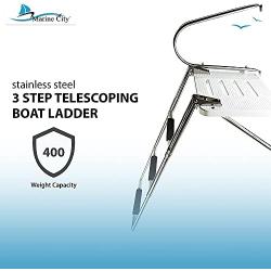 Marine City Stainless Steel 3 Step O/B Swim Platform Ladder Harbour Mate Telescoping Boat Ladder Electro-Polished Rails with 3 Anti-Slip Footsteps with Fine Finish for Boats, Ships