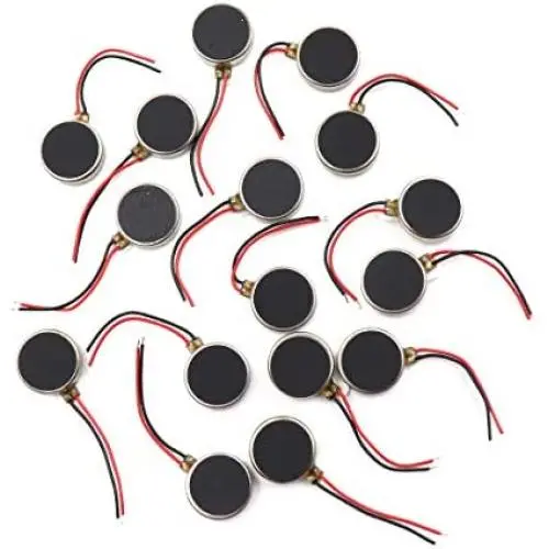 Mecion 10mm x 3mm Mini Flat Coin Viberation Motor 3V 12000RPM DC Motor with Leads 16 pcs