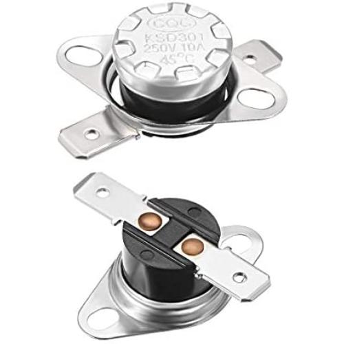 uxcell KSD301 Thermostat 45°C/113°F 10A Normally Closed N.C Adjust Snap Disc Temperature Switch for Microwave,Oven,Coffee Maker 2pcs