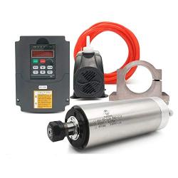 VFD CNC Spindle Motor Kits：220V 2.2KW CNC VFD+220V 2.2KW 4bearings 400hz 24000rpm Φ80mm Water Cooled Spindle Motor+220V 75W Water Pump+80mm Motor Clamp Mount+5m Water Pipe (Factory Direct Sales)