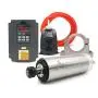 VFD CNC Spindle Motor Kits：220V 2.2KW CNC VFD+220V 2.2KW 4bearings 400hz 24000rpm Φ80mm Water Cooled Spindle Motor+220V 75W Water Pump+80mm Motor Clamp Mount+5m Water Pipe (Factory Direct Sales)