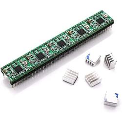 SEEU. AGAIN 5pcs A4988 Stepper Motor Driver pololu StepStick Module Board Red with Aluminum Heat Sink fit ramps 1.4 3D Printer Reprap, CNC Machine or Robotics
