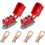 2 Pieces DC 12V - 24V Automatic Reset Circuit Breaker with Cover Stud Bolt and 4 Pieces Wire Lugs for Battery Chargers, Trucks, Buses, Electric Cars, Car Engines and Automotive Supplies (30 Amp)