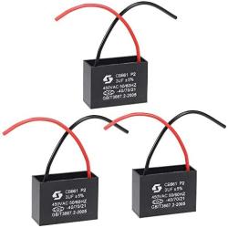 uxcell Ceiling Fan Capacitor CBB61 3uF 450V AC 2 Wires Metallized Polypropylene Film Capacitor 43x31x18mm for Electric Fan Pump Motor Generator 3Pcs