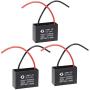 uxcell Ceiling Fan Capacitor CBB61 3uF 450V AC 2 Wires Metallized Polypropylene Film Capacitor 43x31x18mm for Electric Fan Pump Motor Generator 3Pcs