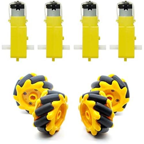 Gikfun Smart Car Robot Wheels Plastic Tire Wheel with DC 3-6V Gear Motor for Arduino DIY Robot Mecanum Wheel EK1969
