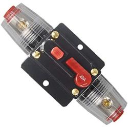 WOHHOM 30A 40A 50A 60A 80A 100A 150A Audio Circuit Breaker Auto Car Stereo Inline Fuse Holders Inverter, Manual Reset 12V-24V DC for Automotive Marine Boat Audio System Protection (20A)