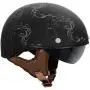 VCAN Cruiser Solid Flat Black Half Face Motorcycle Helmet with Drop-Down Sun Visor, Removable Peak and Quick Release Buckle (Scramble Line, Medium)
