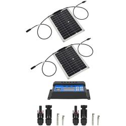 FTVOGUE 15W Waterproof Solar Panel Monocrystalline Solar Charging Board for Outdoor Car Motor Yacht[Solar panel +40A controller],Solar Panels