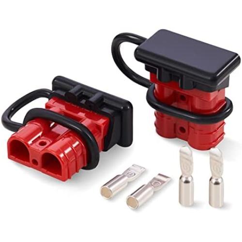 Orion Motor Tech Wire Connector 2 Pack, 50A Wire Harness Plug Kit for 6 to 12 Gauge Cables, 12V to 36V Battery Quick Connect Disconnect Set for Car Bike ATV Winches Lifts Motors More, Set of 2, Red