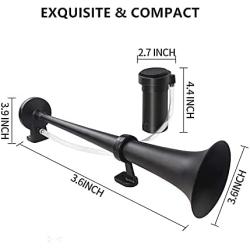 Hhobake 12V 150db Air Horn with Air Compressor ,18 Inches Trains Horns for Vehicles, Car Truck RV Van SUV Motorcycle Off Road Boat (Black)