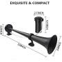 Hhobake 12V 150db Air Horn with Air Compressor ,18 Inches Trains Horns for Vehicles, Car Truck RV Van SUV Motorcycle Off Road Boat (Black)