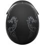 VCAN Cruiser Solid Flat Black Half Face Motorcycle Helmet with Drop-Down Sun Visor, Removable Peak and Quick Release Buckle (Scramble Line, Medium)