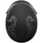 VCAN Cruiser Solid Flat Black Half Face Motorcycle Helmet with Drop-Down Sun Visor, Removable Peak and Quick Release Buckle (Scramble Line, Medium)