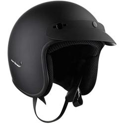 CARTMAN 3/4 Open Face Motorcycle Helmet, DOT Approved, Retro Half Casco Fit Men Women ATV Moped Scooter Cruiser, Matte Black