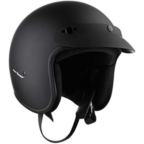 CARTMAN 3/4 Open Face Motorcycle Helmet, DOT Approved, Retro Half Casco Fit Men Women ATV Moped Scooter Cruiser, Matte Black