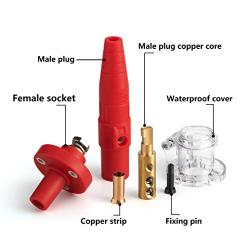 150A 600V High-Power Large-Current Industrial Connectors, Power Cable Aviation Connectors for Motor Frequency Conversion Cabinet Distribution Box, Fast Connectors for Stage Audio Lighting (Red)
