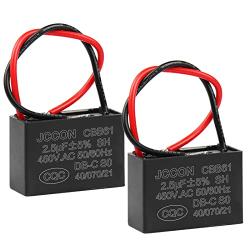 BEEYUIHF CBB61 Fan Capacitor 2.5UF 450V AC 50/60Hz 2 Wire for Fan/Ceiling Fan Motor Start Run Capacitance(Pack of 2Pcs)