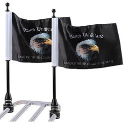 Motorcycle Eagle Flag Flags and Black Flagpole Luggage Rack Stainless Steel Mounts for Harley Davidson Yamaha Honda Goldwing CB VTX CBR Fit Most 1/2 Inch Cargo Rack Motocycle