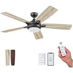 Prominence Home 51649-01 Lorelai Smart Ceiling Fan with Light and Remote, 52, Bronze