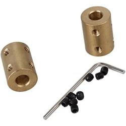 2pcs 7 x 7mm Motor Shaft Rigid Brass Sleeve Coupling Connector + Tighten Screws