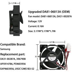 DA81-06013A DA31-00287A U92C12MS1B3-52 (OEM) Refrigerator Evaporator Fan Motor for Samsung, Compatible for RF263TEAESG/AA RF26HFENDBC/AA RF28HDEDPBC/AA RF28HFEDTSR/AA, etc - 10 Years Warranty