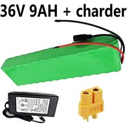 Jieoto 36V 9Ah EBike Li-ion Battery, Lithium Ion Electric Bike Battery Rechargeable E-Bike Li-ion Battery with Charger + BMS, for Bicycle 250W 350W 500W 800W Motor