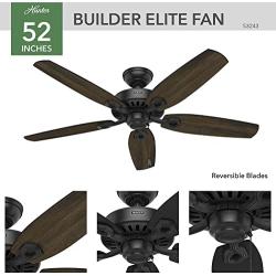 Hunter Fan Company 53243 Builder Elite Indoor Ceiling Fan with Pull Chain Control, 52