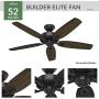 Hunter Fan Company 53243 Builder Elite Indoor Ceiling Fan with Pull Chain Control, 52