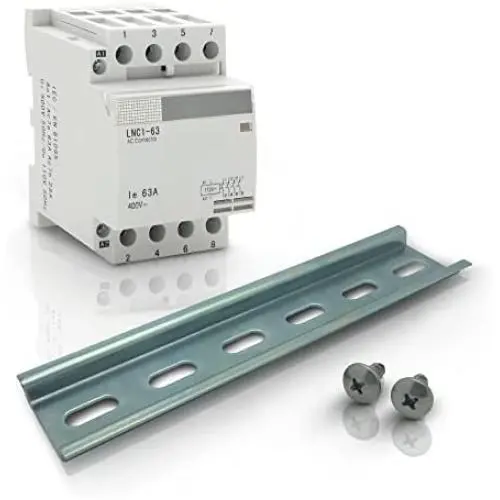 Contacteur Shopcorp 40A 4 Pôles Normalement Ouvert (Fonctionnement Silencieux) – 230V AC Bobine, Charge Moteur 32A, Charge Éclairage 63A | Inclut Rail Acier Zinc 35 x 152.40 mm et Vis Phillips #2 x 10 Contacteur Shopcorp 40A 4 Pôles Normalement Ouvert (Fonctionnement Silencieux) – 230V AC Bobine, Charge Moteur 32A, Charge Éclairage 63A | Inclut Rail Acier Zinc 35 x 152.40 mm et Vis Phillips #2 x 10