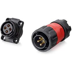 YM20 Aviation Connector M20 Plastic Male Plug + Square Female Socket Φ20mm Outdoor Waterproof IP67 Connectors with Cap Panel Mount 4 Pin Gold Plated for Industrial Device Power