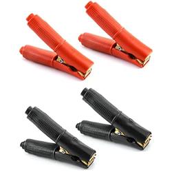 QWORK Battery Alligator Clips, 4 Pack, 100A Long Battery Clamps Jumper Cables Boost Clips for Car Auto Vehicle (2 Pcs Red + 2 Pcs Black)