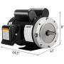 Mophorn Electric AC Motor, 2HP Air Compressor Motor 1725rpm Single Phase 56C Frame Electric Motor for Air Compressor, 115V/230V