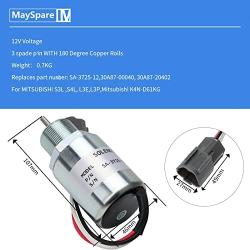 MaySpare Fuel Shut Off Solenoid SA-3725-12 for Mitsubishi L2E L3E S3L S4L Engine Volvo EC15 Toro 223D Mahindra Max 28 Tractor 12VDC, Free Return 6