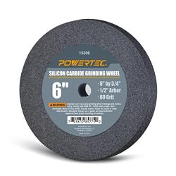 POWERTEC 15506V 1/2-Inch Arbor 80-Grit Silicon Carbide Grinding Wheel, 6