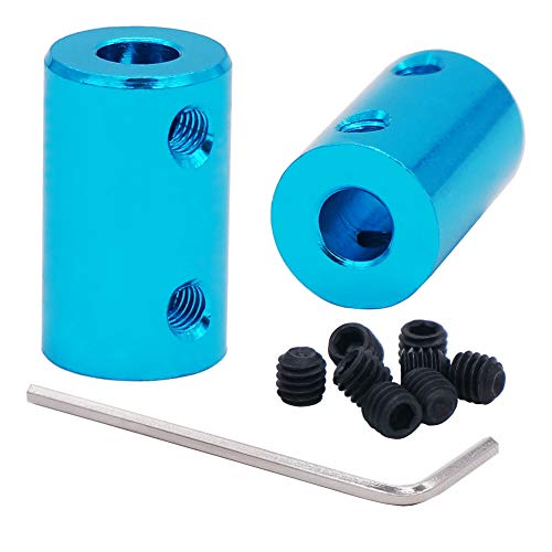 Twidec/2Pcs 6mm to 6mm Bore Flexible Shaft Coupling Robot Motor Wheel Blue Aluminum Casing Rigid Coupler Connector COUPLER-BU-6-6