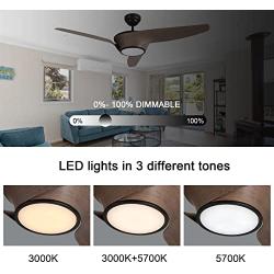 52 Inch Indoor Outdoor Modern Black Ceiling Fan with Dimmable Bright Led Light Remote Control, Reversible Quiet DC Motor Farmhouse Large Ceiling Fan for Bedroom Living Room Kitchen, Vintage Color
