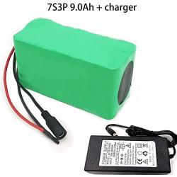 Jieoto Electric Bike Battery 24V 9000mAh 29.4V Li-ion Battery Pack 7S3P with a Charger Fit for 200W 250W 300W 350W 400W 450W 500W Motor Electric Bicycle Scooter