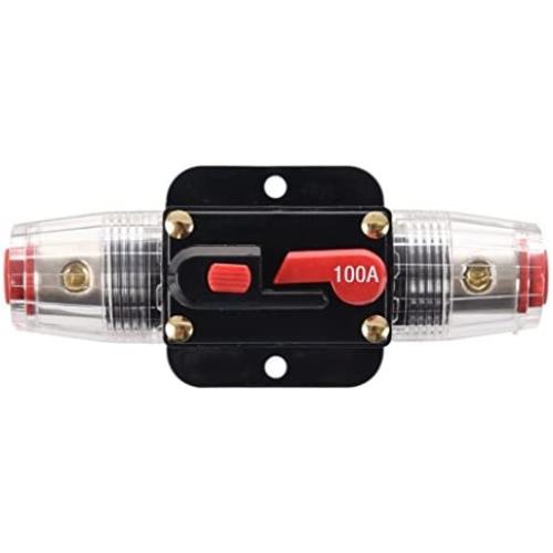 ANJOSHI 100A Auto Car Protection Stereo Switch Fuse Holders Inline Circuit Breaker Reset Fuse Inverter for Car Audio System Protection 12V-24V DC