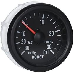 MOTOR METER RACING Boost/Vacuum Gauge Kit Mechanical Hose 30 Inhg -30 PSI 2-1/16