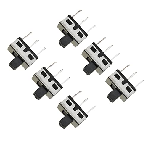 Boscoqo Mini Slide Switch 3 Pin 2 Position Subminiature Easy Solder Definite Level Action Durable Construct SPDT High Knob Vertical Toggle Panel Mount 6 PCS for 3D Printer Bread Board Power Control
