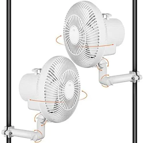 Grow Tent Fan Oscillating,6 inch 2 Speed Adjustable Tilt Clip on Fan 25W Copper Wire Motor 0.4