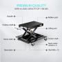 VIVOHOME 1100 Lbs Steel Wide Deck Motorcycle Lift ATV Scissor Lift Jack with SPECSTAR Heavy Duty Motorcycle Rear Wheel Lift Universal Sport Bike Swingarm Spool Paddock Stand Combo