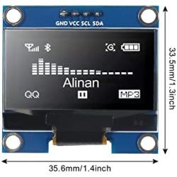 Alinan 2pcs OLED Display Module I2C 4pin 128X64 1.3 Inch Display Module SSD1106 White for R3 STM